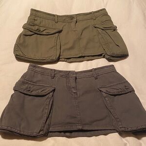 Garage Women's Cargo Mini Skirts in Olive and Charcoal